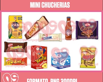Pack of 10 Mini Candy ClipArts alluding to Venezuelan candy and products in .PNG format for bracelets, stickers, ETC.