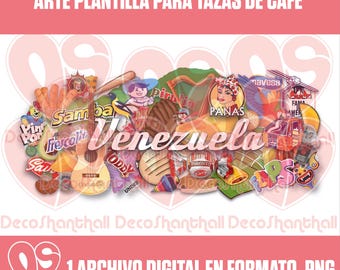 Coffee Mug Template | Venezuela | Illustrations of Landscapes and Traditional Products | PNG 300 DPI