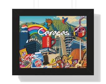 Picture Caracas, Venezuela ,Vibrant Caracas Framed Poster, Colorful Wall Art, Home Decor, Gift for Travelers, Urban Decor, Nostalgic Artwork