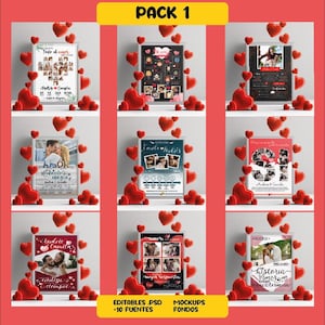 4 packs of editable Valentine's Day templates in .PSD format, including +100 fonts and mockups