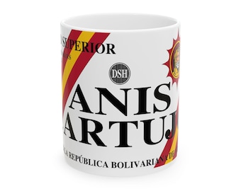 Anis Cartujo Venezuela, Anis Mug, Venezuelan-Inspired Ceramic Cup, Unique Gift, Coffee Lover's Delight, Home Decor, Tea Time, Collectible
