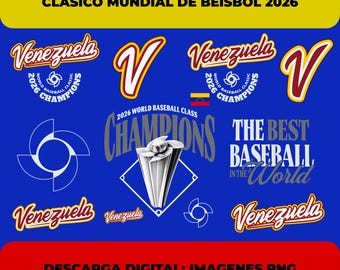 Pack Archivos de 9 archivos Digitales Venezuela Campeón WBC 2026 | Clásico Mundial Béisbol PNG