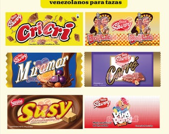 Coffee cup wrapper templates, Venezuelan chocolates, Venezuelan sweets, PNG cup templates, bolero carre cricri miramar susy