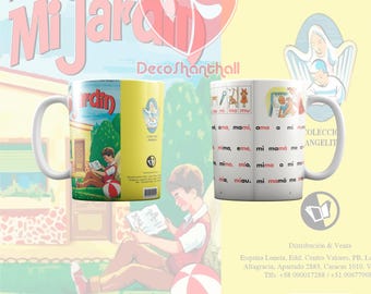 Retro Venezuela Accent Coffee Mug - Mi Jardin Taza Libro for Venezuelans in USA, Gift for Venezuelans, Venezuelan Pride Mug,
