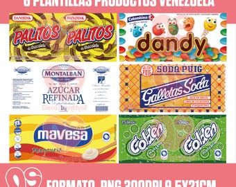 Coffee cup wrapper templates for Venezuelan products and Venezuelan trinkets