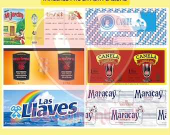 6 Coffee mug templates with Venezuelan product designs in high-quality PNG format