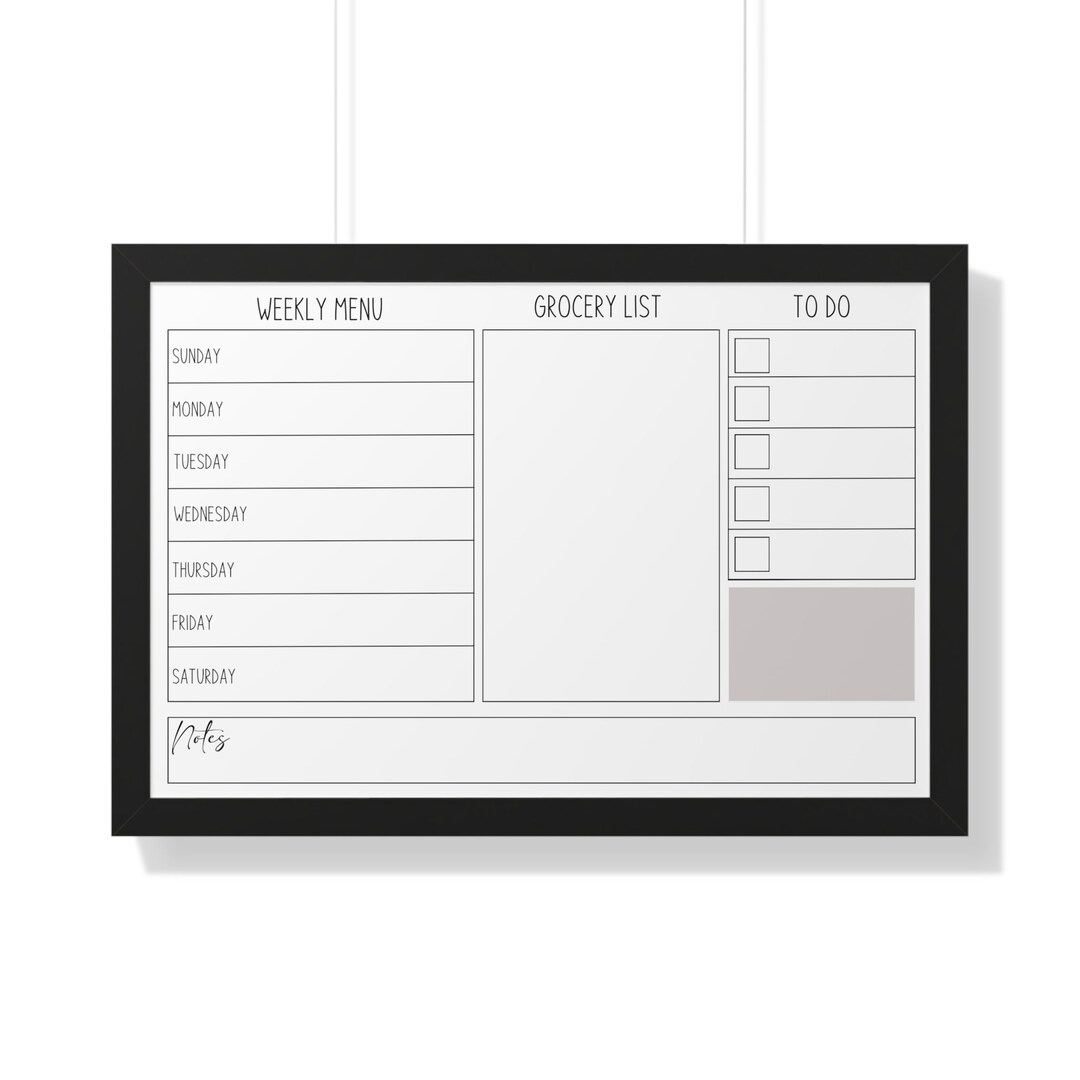 20 X 16 Weekly Menu Shopping List and to Do Wall Board to Be Used With ...