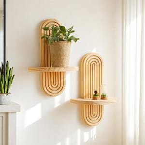 Geometric Wood Wall Shelf: Modern Boho Home Decor