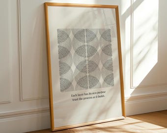 Geometric Line Art Print: Trust the Process Quote - Minimalist Home Decor (Digital Download)