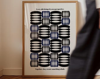 Blue Abstract Geometric Print - Calming Quote Poster (Digital Download)