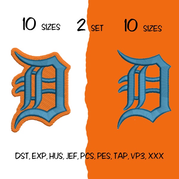 D Detroit Embroidery design. Detroit Baseball Team Logo Embroidery designs. Tigers Detroit Michigan Embroidery Machine files . 2 set