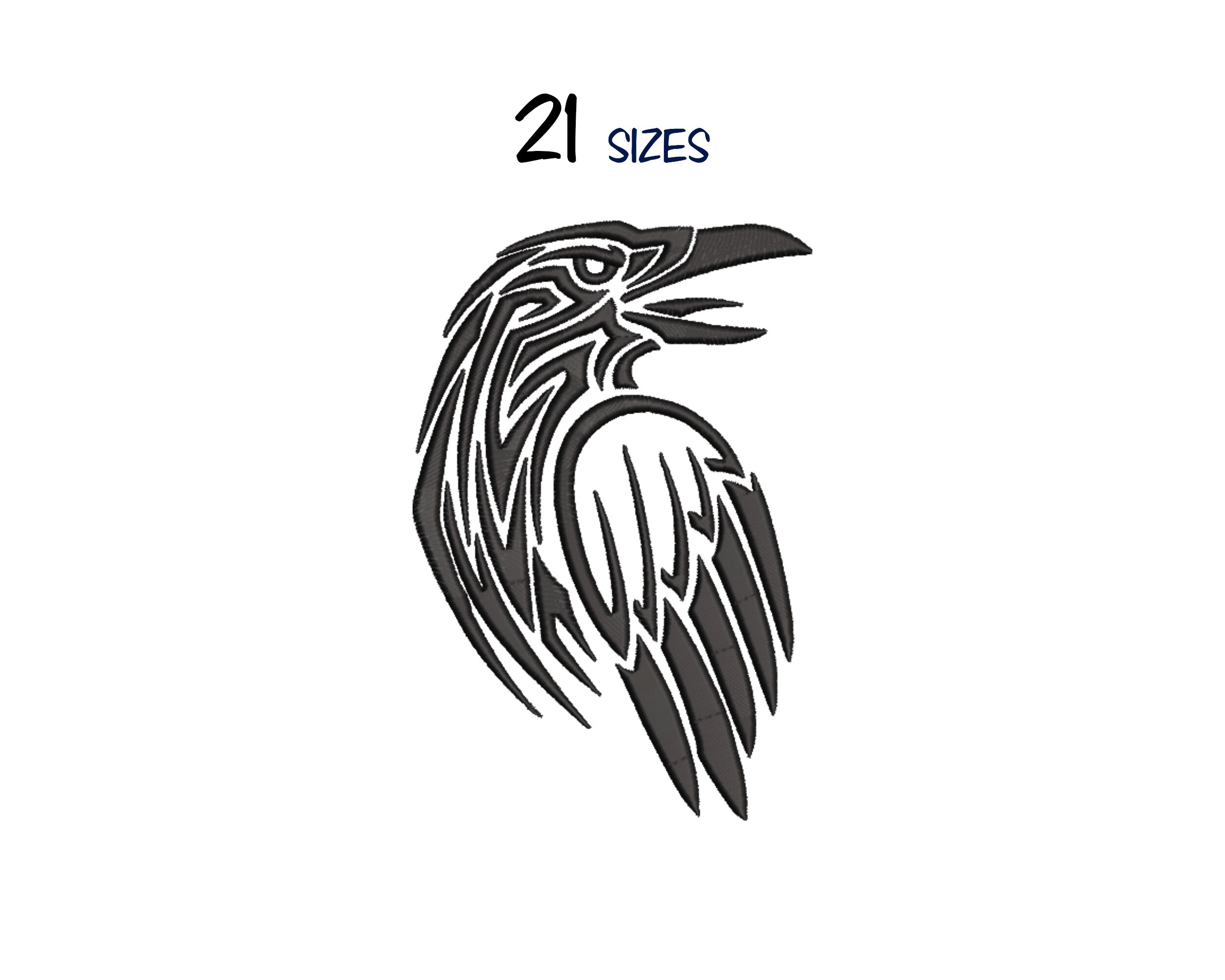 Raven Embroidery Design. Crow Embroidery File. Birds Embroidery Machine