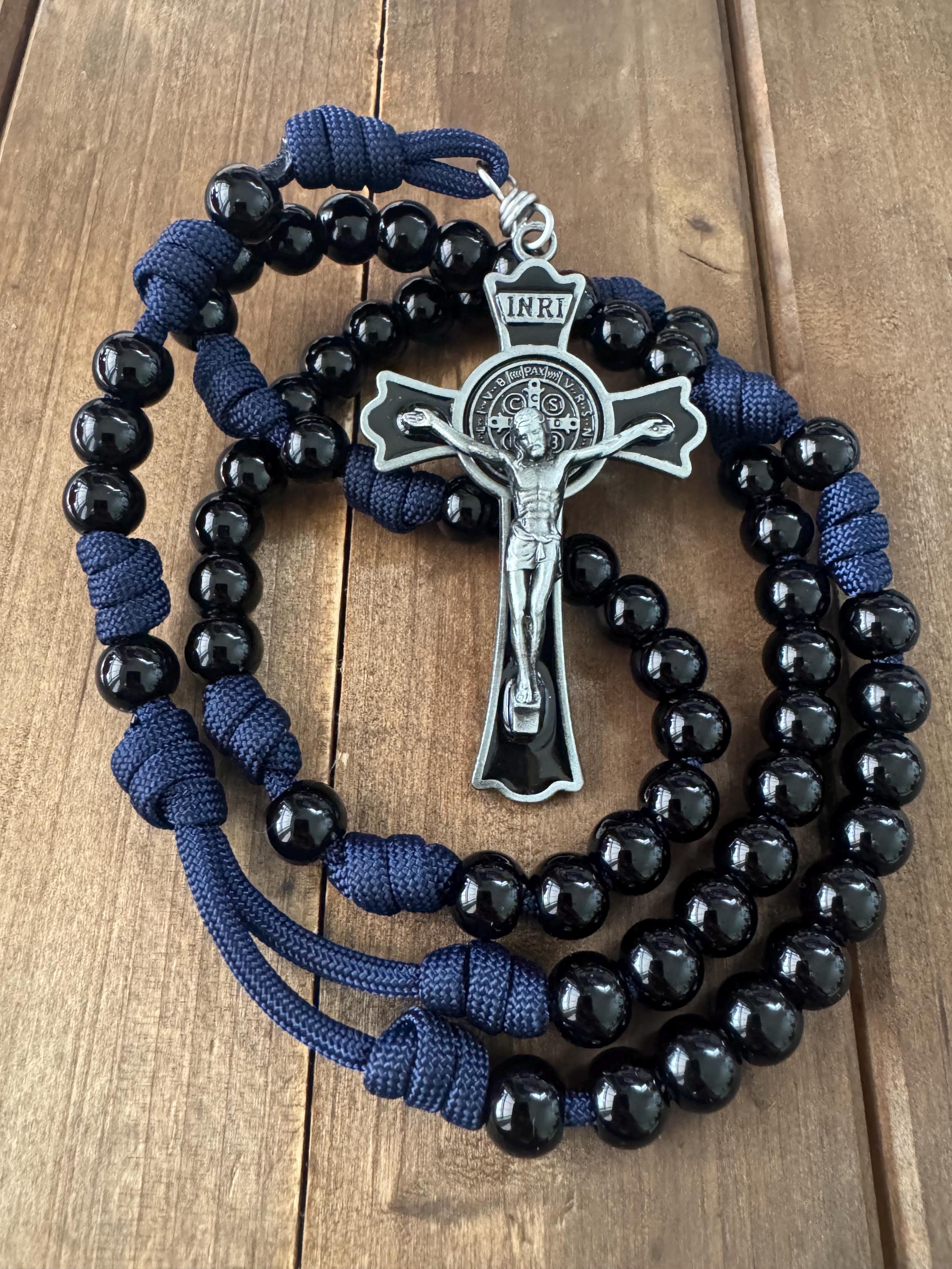 Rosario San Benedetto Da Uomo Collana Cattolica In Paracord In Legno - Foto 9