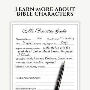 Printable Bible Character Guide Worksheet | Bible Study Worksheets ...