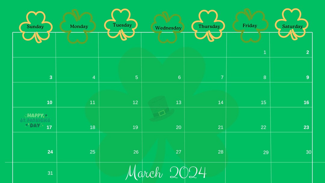 Editable March Calendar - Etsy