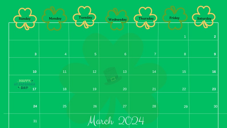 Editable March Calendar - Etsy