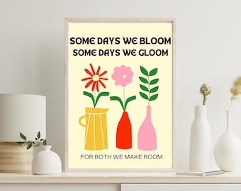 Bloom and Gloom Floral Art Print, Mental Health Decor (Digital Download)