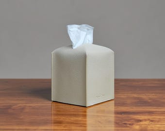 Modern PU Leather Tissue Box Cover – Square Design for Kleenexx, Home, Office, Car Decor