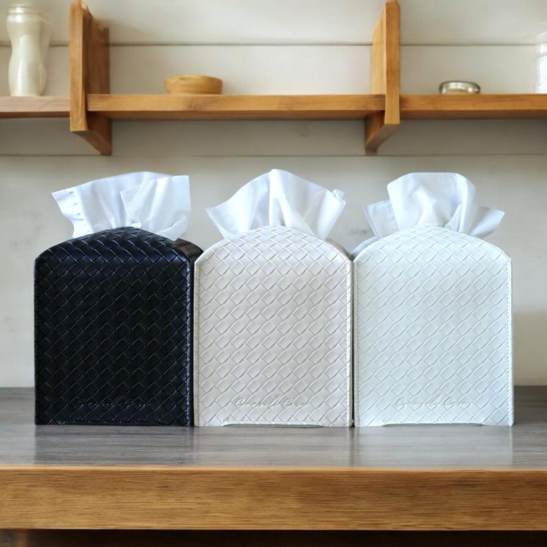 modern napkin holder, tissue box holder, leather tissue holder, tissue box cover, napkin holder, bathroom accessories, leather box, tissue box square,Woven Style , Facial Tissue Box Cover,Woven Checkered Tissue Box Holder,Square Tissue Box Cover