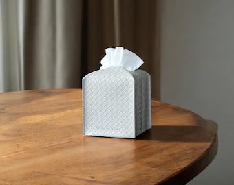 Woven Textured PU Leather Tissue Cover – Sleek Square Design for Modern Living Spaces