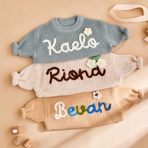 Custom Embroidered Baby Name Sweater: Handmade Personalized Jumper