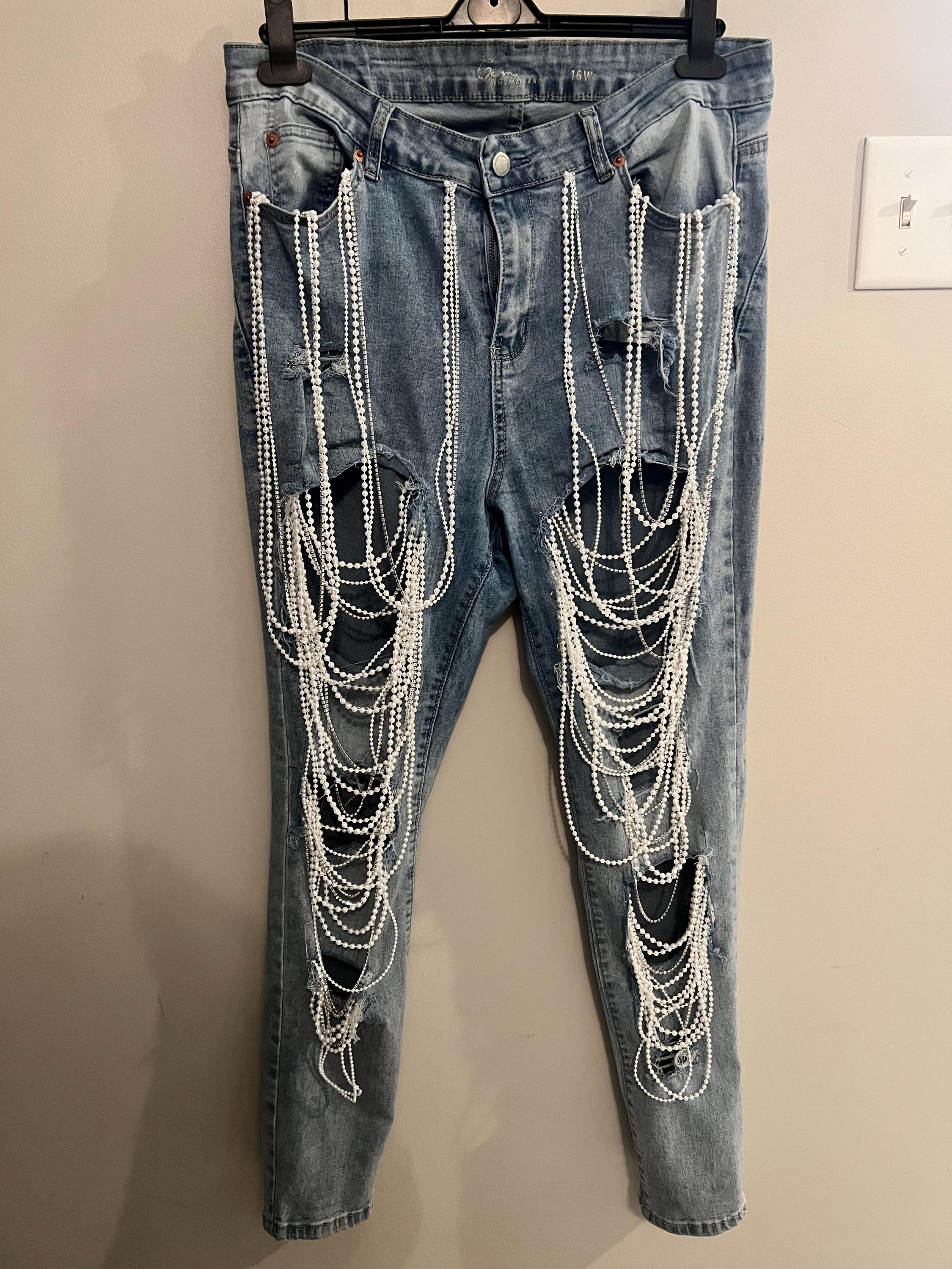 Rhinestone Skinny Jeans Women