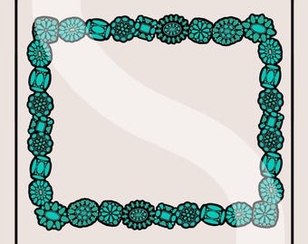 Turquoise Concho Frame PNG Digital Download | Design Elements | Western Sublimation Design | Turquoise Concho | Clip Art | SVG DTF Dtg