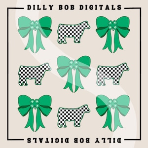May include: Nine digital images featuring a checkered cow and a green bow with a 4-H clover. The text "DILLY BOB DIGITALS" appears at the top and bottom of the image.