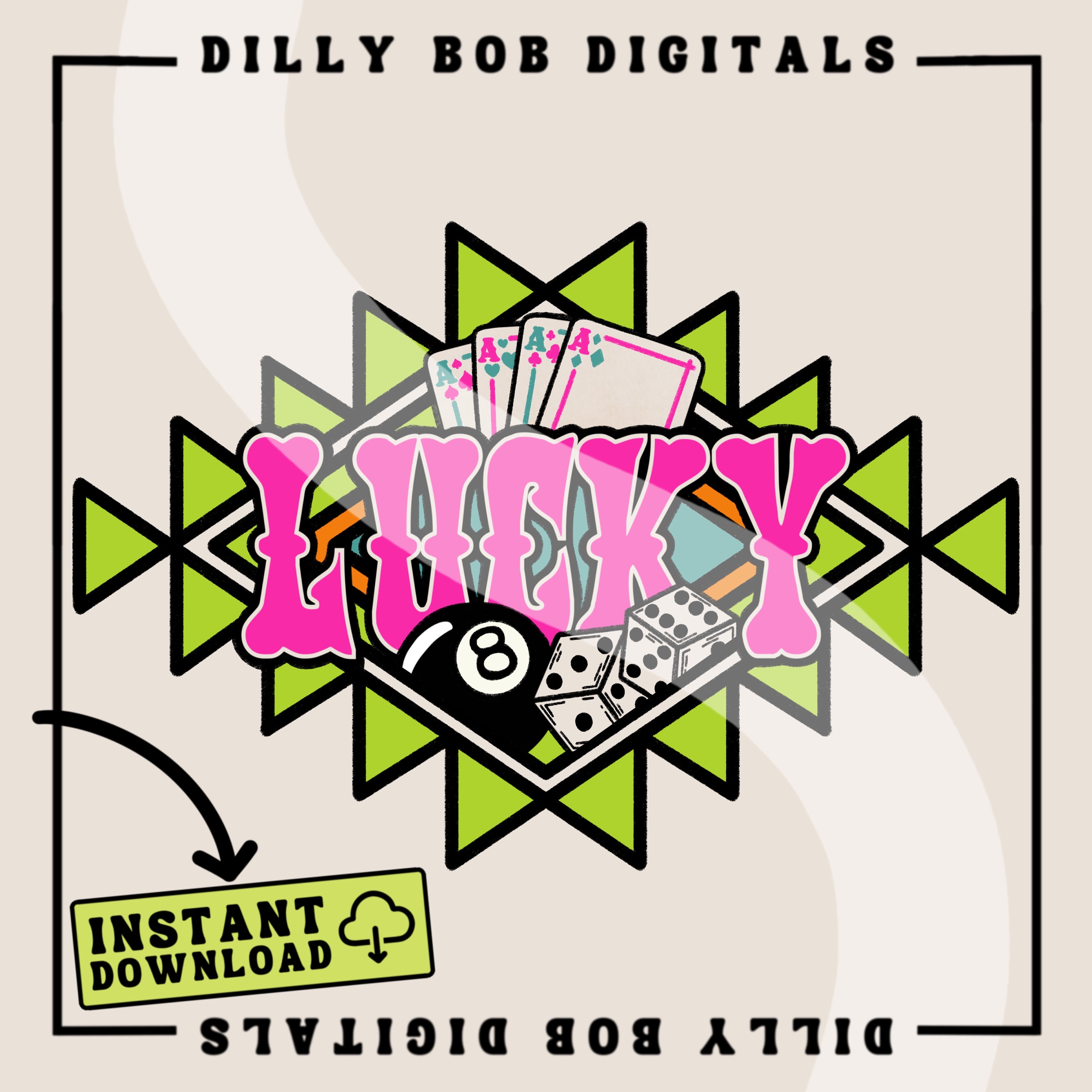 Neon Aztec Lucky PNG Digital Download Western Sublimation Trendy ...