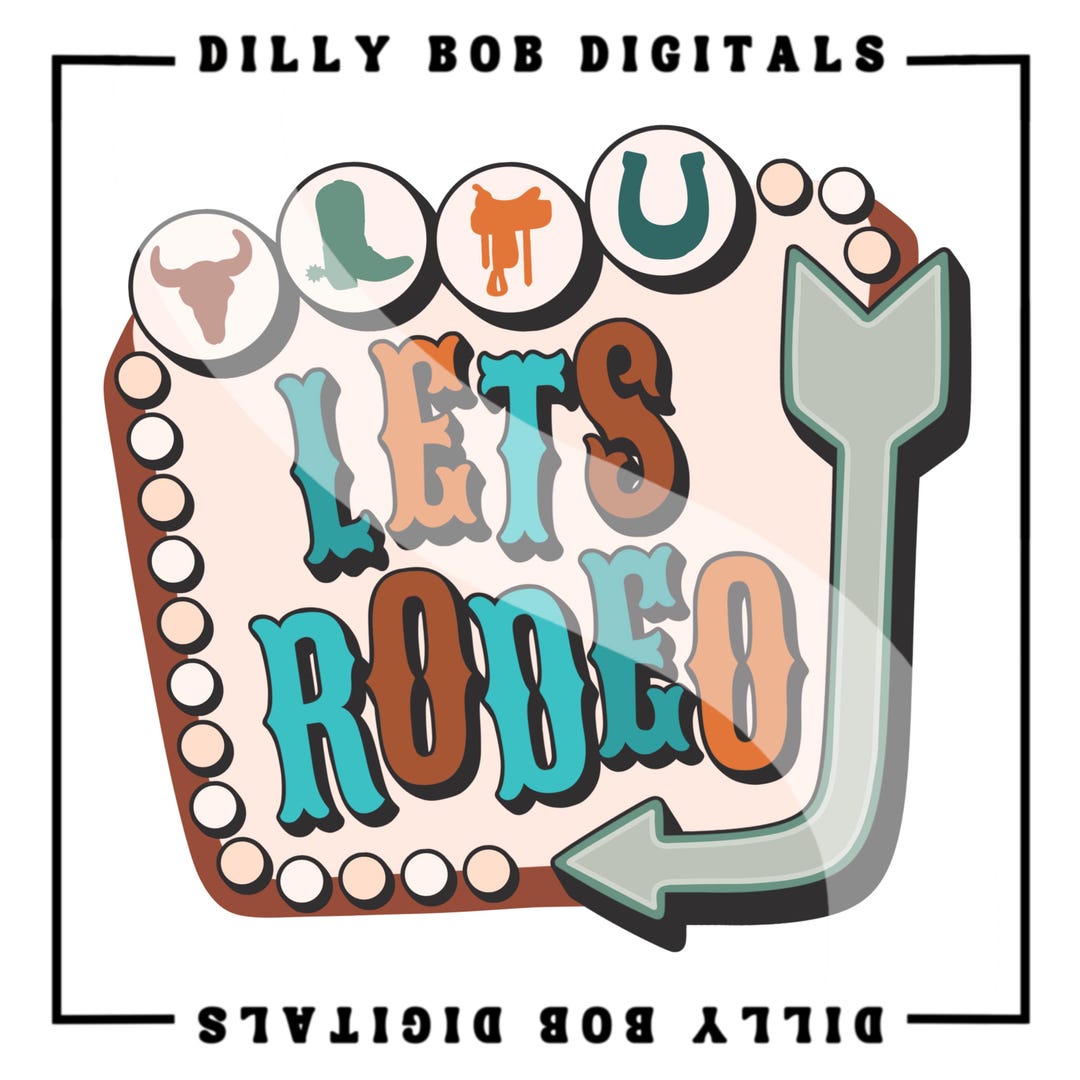 Let's Rodeo Retro Sign PNG: Cowboy Western Sublimation Design (digital ...