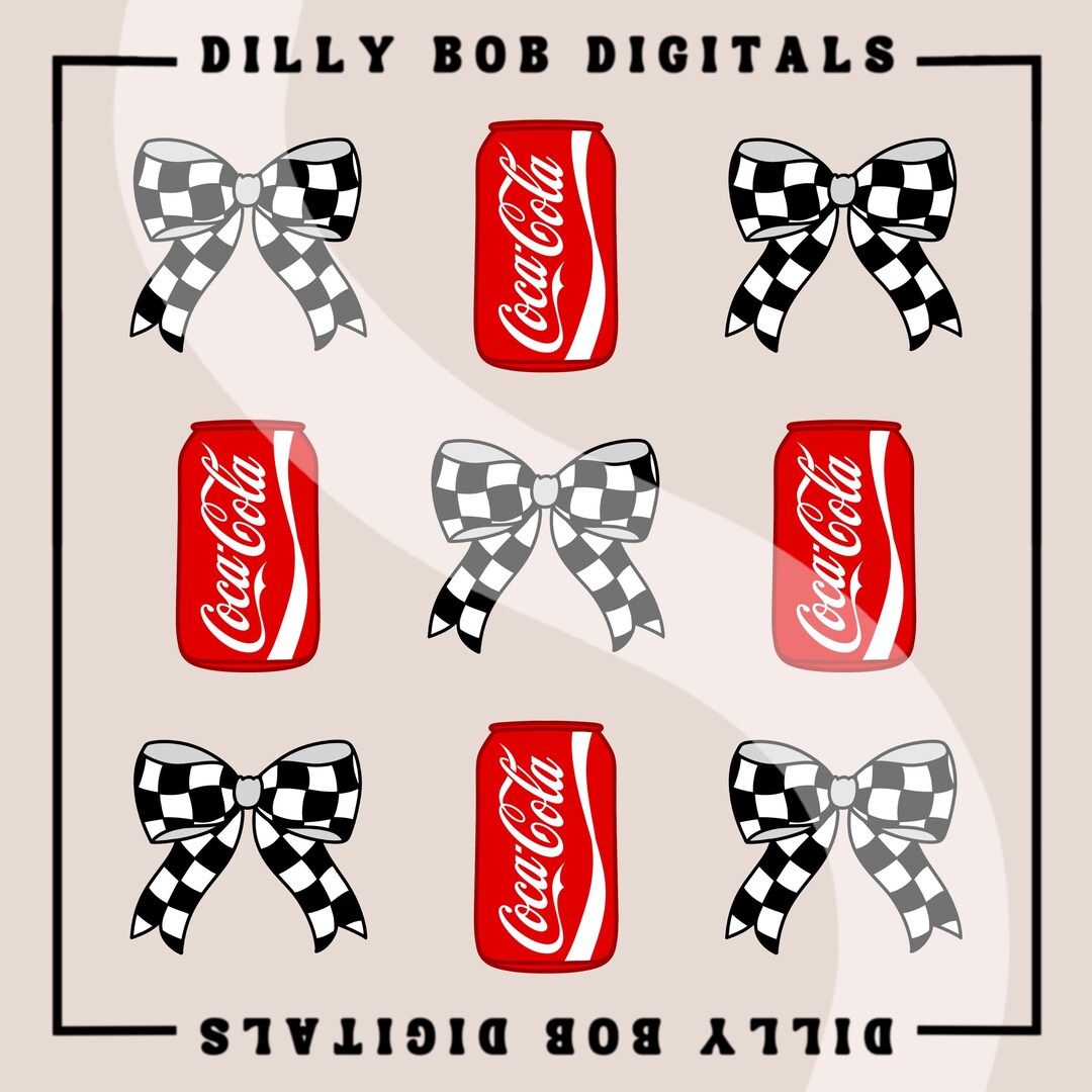 Coca Cola + Bows PNG Digital Download | Checkered Coquette Bow | Coke ...