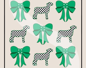 4-H Show Sheep & Bows PNG: Western Sublimation Design (Digital Download)