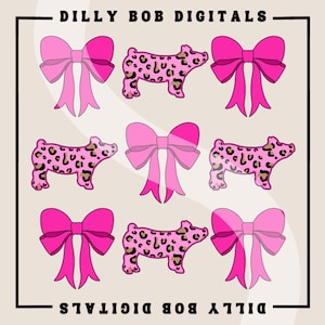 Cheetah Print Show Pigs & Bows PNG: Livestock Show Sublimation Design (Digital Download)