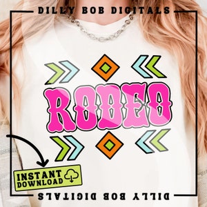 Neon Rodeo Shirt Design Neon Aztec Rodeo PNG Digital Download | Western Sublimation PNG ...
