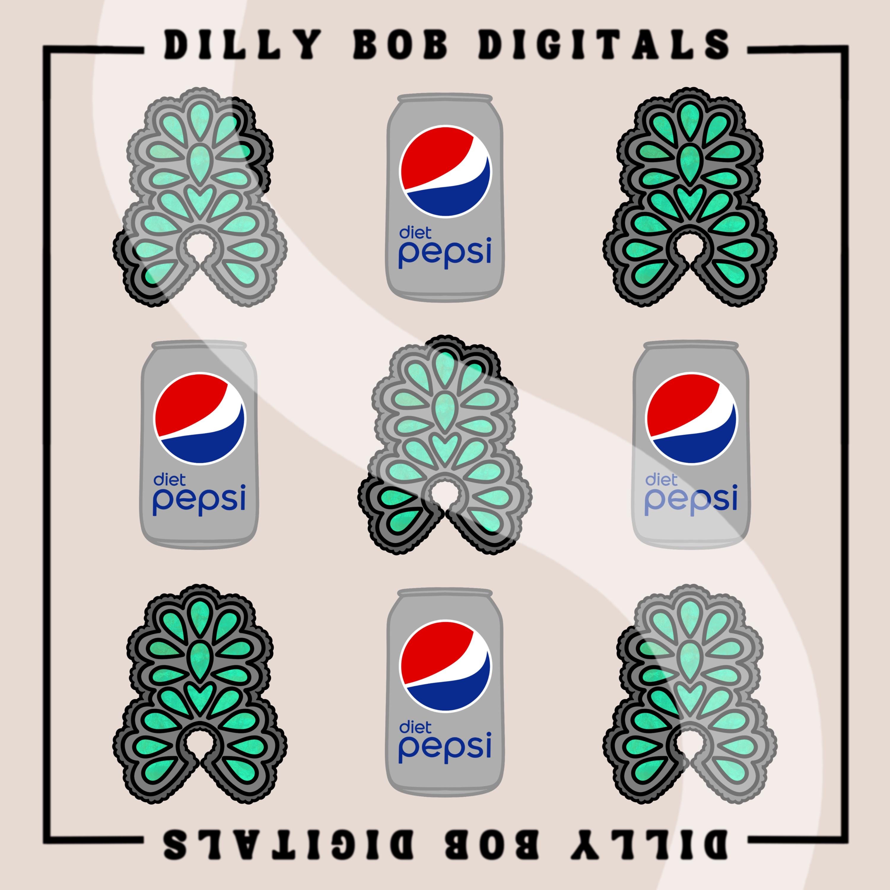 Diet Pepsi & Turquoise Conchos PNG: Western Sublimation Design (Digital Download)