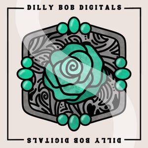 Silver Rose Concho PNG: Western Sublimation Design (Digital Download)
