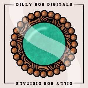 Copper Turquoise Concho PNG: Western Sublimation Design (Digital Download)