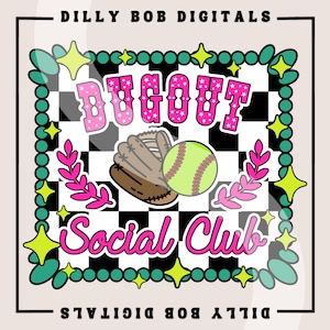 Softball Dugout Social Club PNG: Sports Sublimation Design (Digital Download)