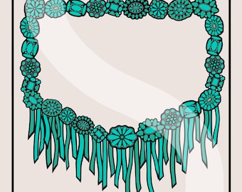 Turquoise Concho Fringe Frame PNG Digital Download | Design Elements | Western Sublimation Design | Turquoise Concho | Clip Art | SVG DTF