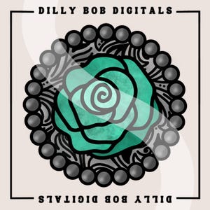 Silver Rose Concho PNG: Western Sublimation Design (Digital Download)