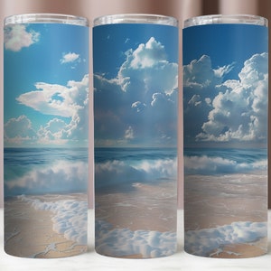 Tumbler Blue Sky Wrap, Tumbler Beach Sky PNG, Design a sublimazione della natura, Tumbler sottile da 20 once, Tumbler da 20 once Mockup, Download digitale istantaneo PNG