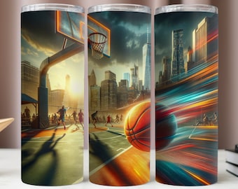 Basketball Tumbler Wrap,Basketball Players in New York City PNG,Sublimation Design,Tumbler 20oz Digital,Instant Download,20Oz Skinny Tumbler