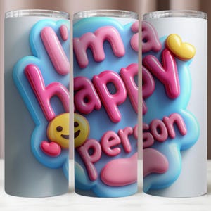 Geluksbekerverpakking, Be Happy-beker 20 oz png, 3D Happy bekerverpakking, sublimatieontwerpen, 20 oz magere beker, instant digitale png-download