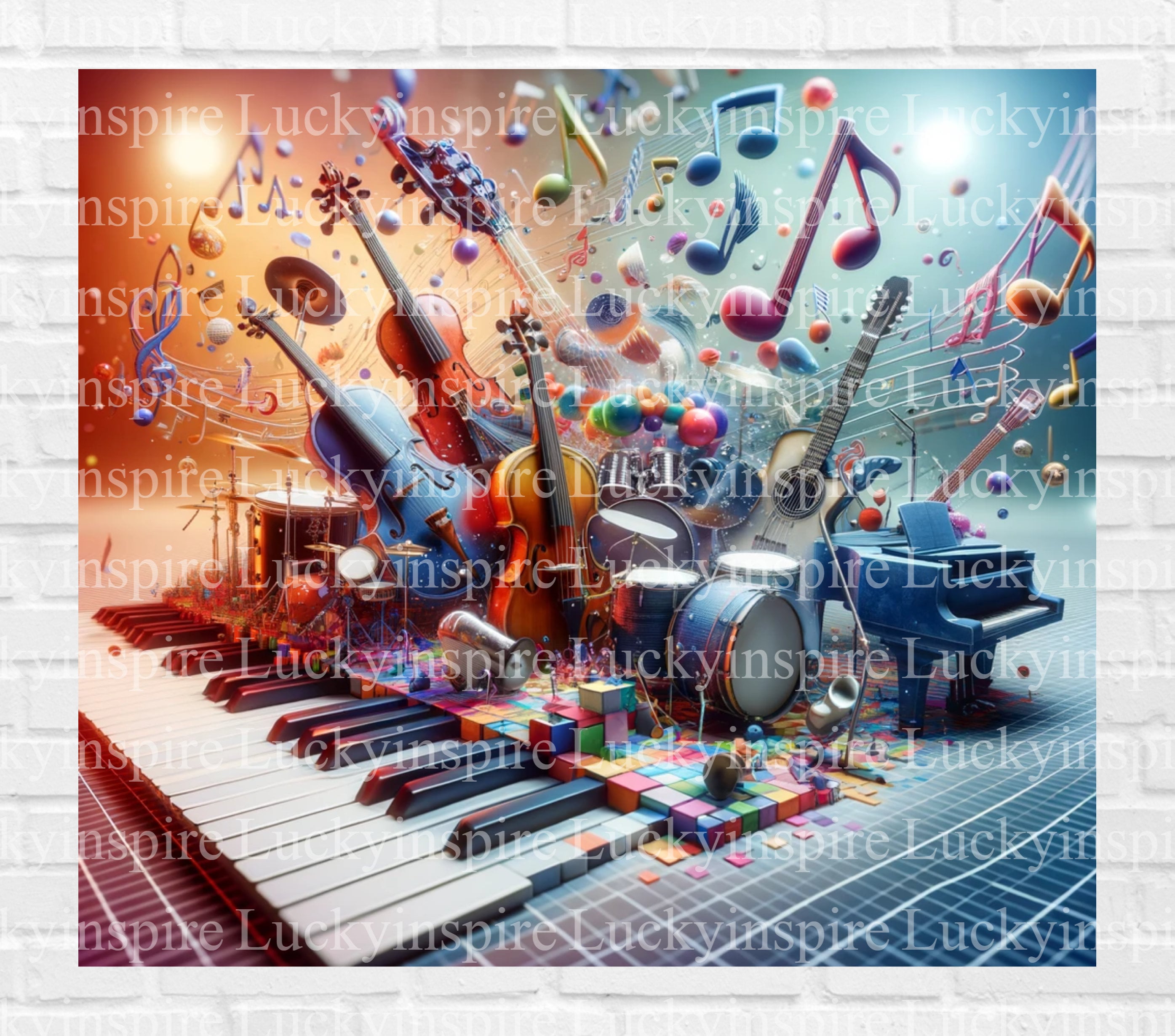 Musical Instruments Tumbler Wrap,music 20oz Tumbler Png,music ...