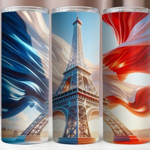 Emballage de verre tour Eiffel, Paris Landmark Tumbler 20 Oz PNG, Sublimation Design, Tumbler 20 Oz Digital, Instant Download PNG, 20 Oz Skinny Tumbler