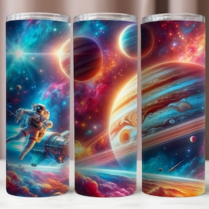 Galaxy Tumbler Wrap, Tumbler Wrap Weltraum, Astronaut PNG, 20Oz Tumbler Wrap, Sublimationsdesign, sofortiger digitaler Download PNG, 20oz Tumbler Mockup