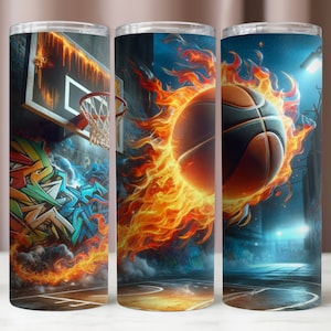 Basketball Tumbler Wrap, Basketball Sublimationsentwurf, buntes Tumbler 20oz Digital, sofortiger Download, Tumbler PNG Wrap, 20oz Skinny Tumbler