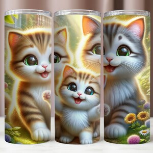 Katzen Becher Wrap, süßes Kätzchen Becher 20 Unzen, Sublimationsentwürfe, Becher 20 Unzen Mockup, sofortiger digitaler Download PNG, 20 Unzen Becher Wrap