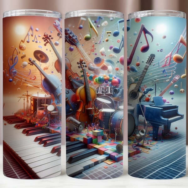 Musical Instruments Tumbler Wrap,Music 20Oz Tumbler PNG,Music Sublimation Design,20Oz Skinny Tumbler,Instant Download,300 DPI Digital File