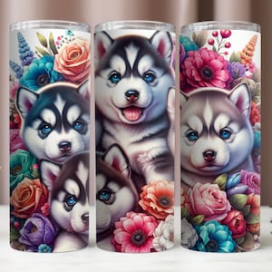 Hunde Tumbler Wrap, Welpe PNG, Hund Tumbler PNG, Husky Tumbler, Tumbler Wrap Design, 20 Unzen Skinny Tumbler Sublimation Designs, Tumbler Wrap Digital